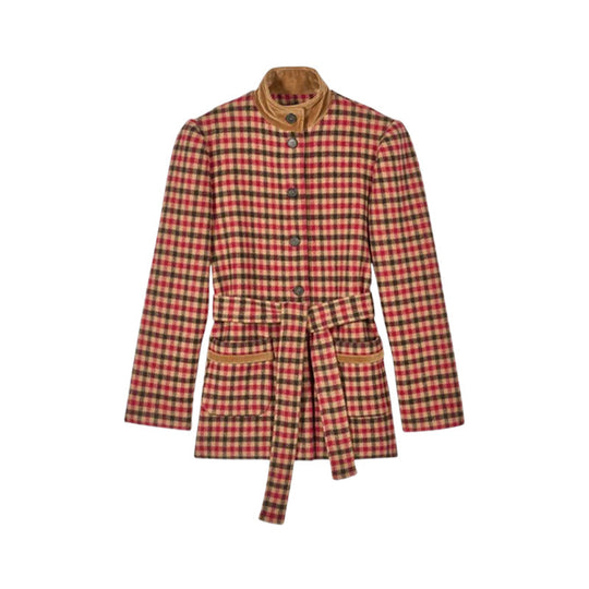 Damen Kariertes Oversized-Jacke EB