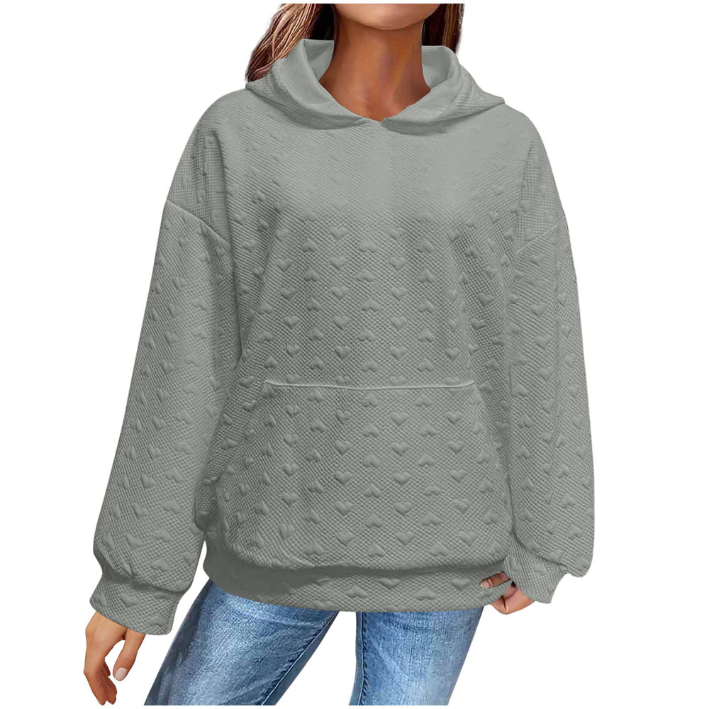 Damen Kapuzenpullover mit strukturiertem Herzmuster EB
