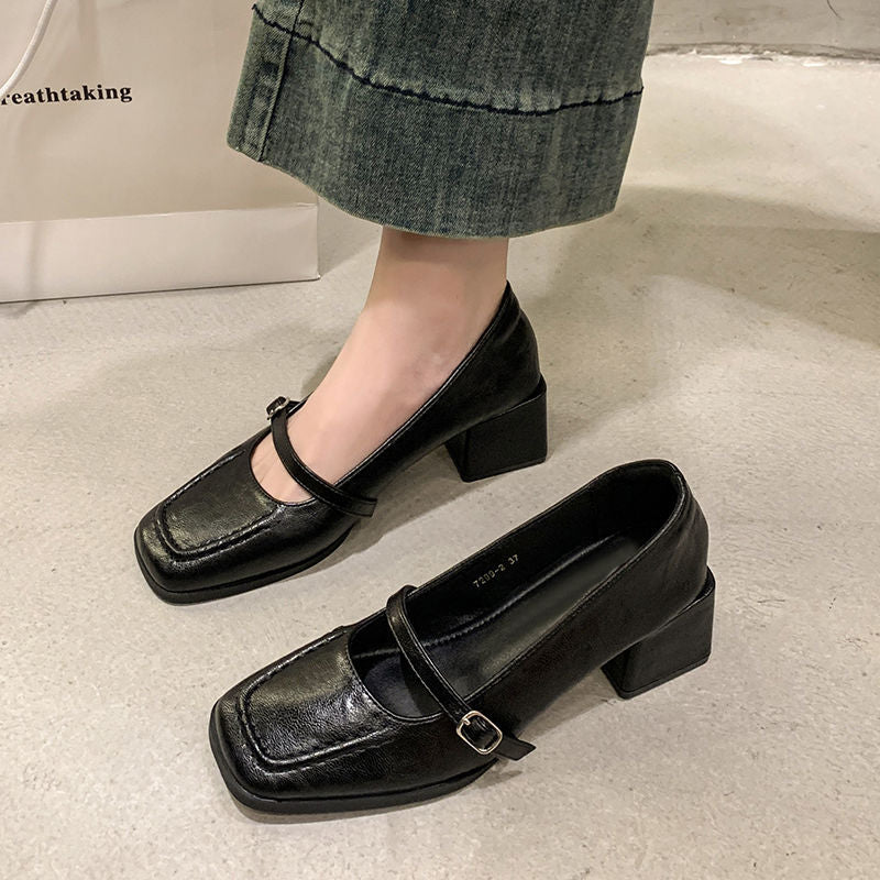 Damen elegante Blockabsatz Pumps mit verstellbarem Riemchen EB
