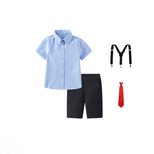 Damen festliches Hemd und Shorts Set mit Hosenträgern EB