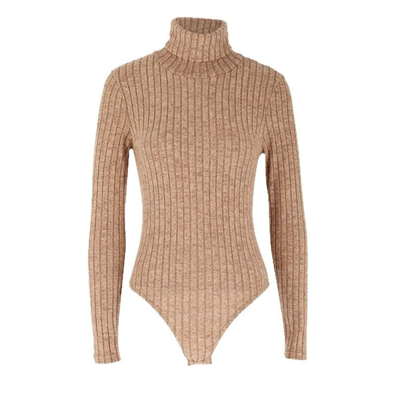 Damen Langarm-Bodysuit mit Rollkragen und feinem Rippmuster EB