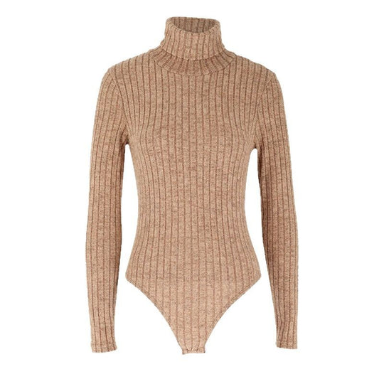 Damen Langarm-Bodysuit mit Rollkragen und feinem Rippmuster EB