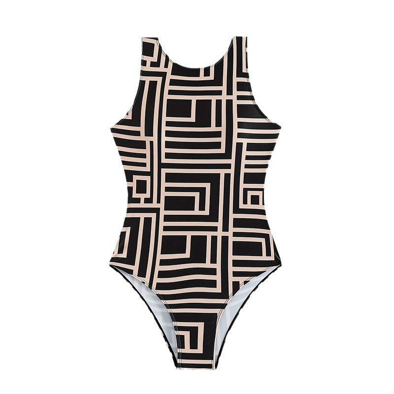Damen Einteiler Badeanzug mit modernem geometrischem Muster EB