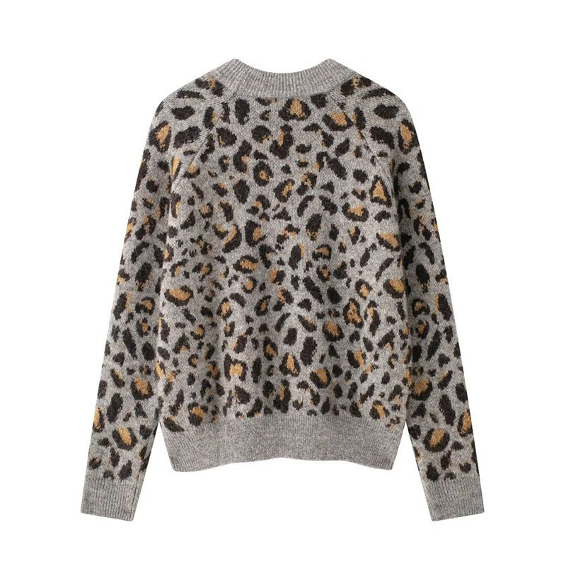 Damen Kuscheliger Strickpullover mit modernem Leopardenmuster EB