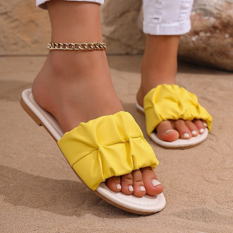 Damen Komfortable Riemchen-Sandalen mit modischem Falten-Design EB