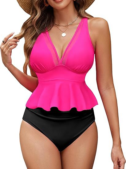 Damen Fließender Peplum-Badeanzug EB