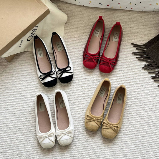 Damen Ballerinas mit eleganter Schleife und hochwertiger Glanzoberfläche EB