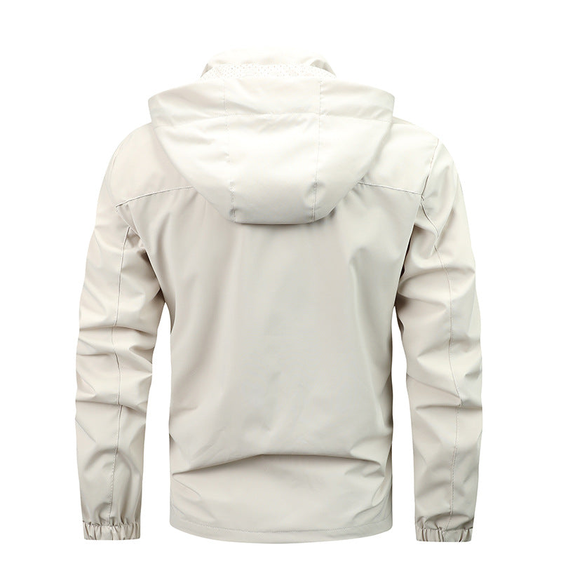 Herren nan wasserfeste Kapuzen-Regenjacke mit Mehrfach-Taschen und winddichter Membran EB