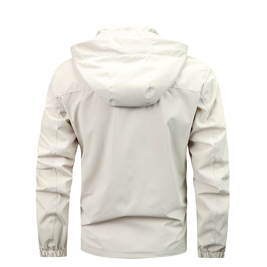 Herren nan wasserfeste Kapuzen-Regenjacke mit Mehrfach-Taschen und winddichter Membran EB