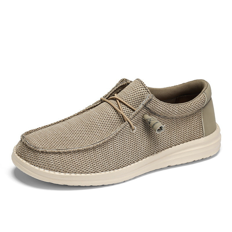 Herren atmungsaktive Mokassin‑Slipper aus Strick mit Memory‑Fußbett und rutschfester EVA‑Laufsohle EB