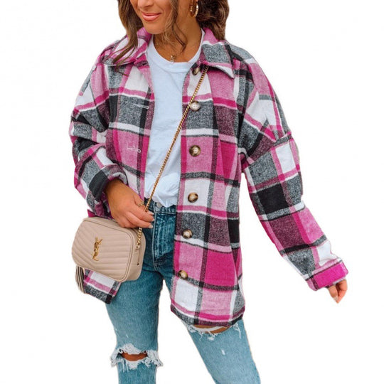 Damen Karierte Flanelljacke EB