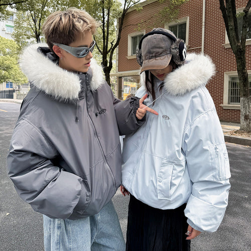 Damen Sportliche Winterjacke mit abnehmbarem Kunstfellkragen und praktischen Taschen EB