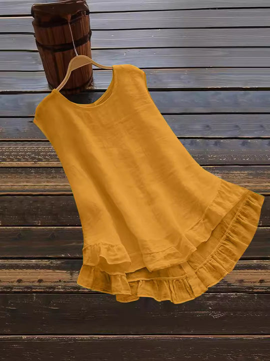 Damen Leichtes Sommerkleid aus atmungsaktivem Material mit Rüschendetails EB