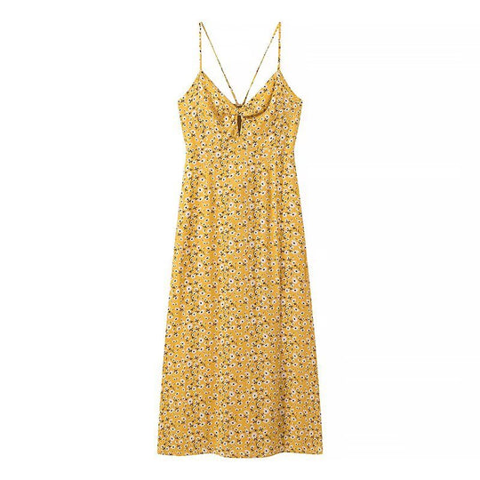 Damen Sommerkleid mit feinem Blumenmuster und verspielten Trägern EB