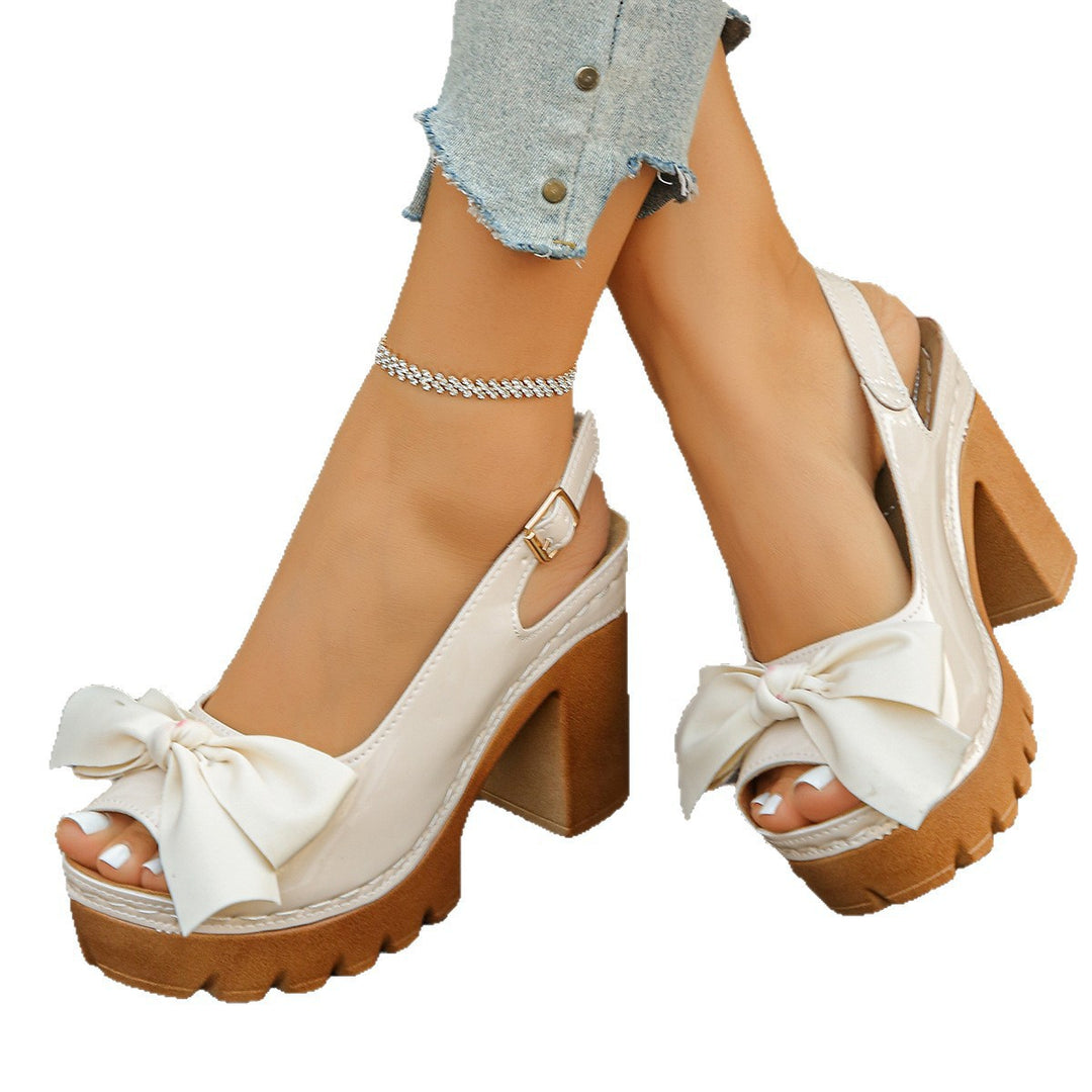Damen Komfortable Plateau-Absatzsandalen mit Schleifen-Detail EB