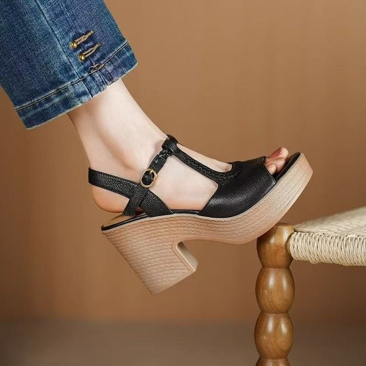 Damen Plateau-Sandalen mit modischem Riemchen-Design EB