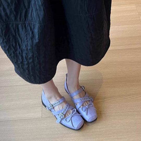 Damen Ballerina-Schuhe mit raffinierten Schnallen und elegantem Schleifendesign EB