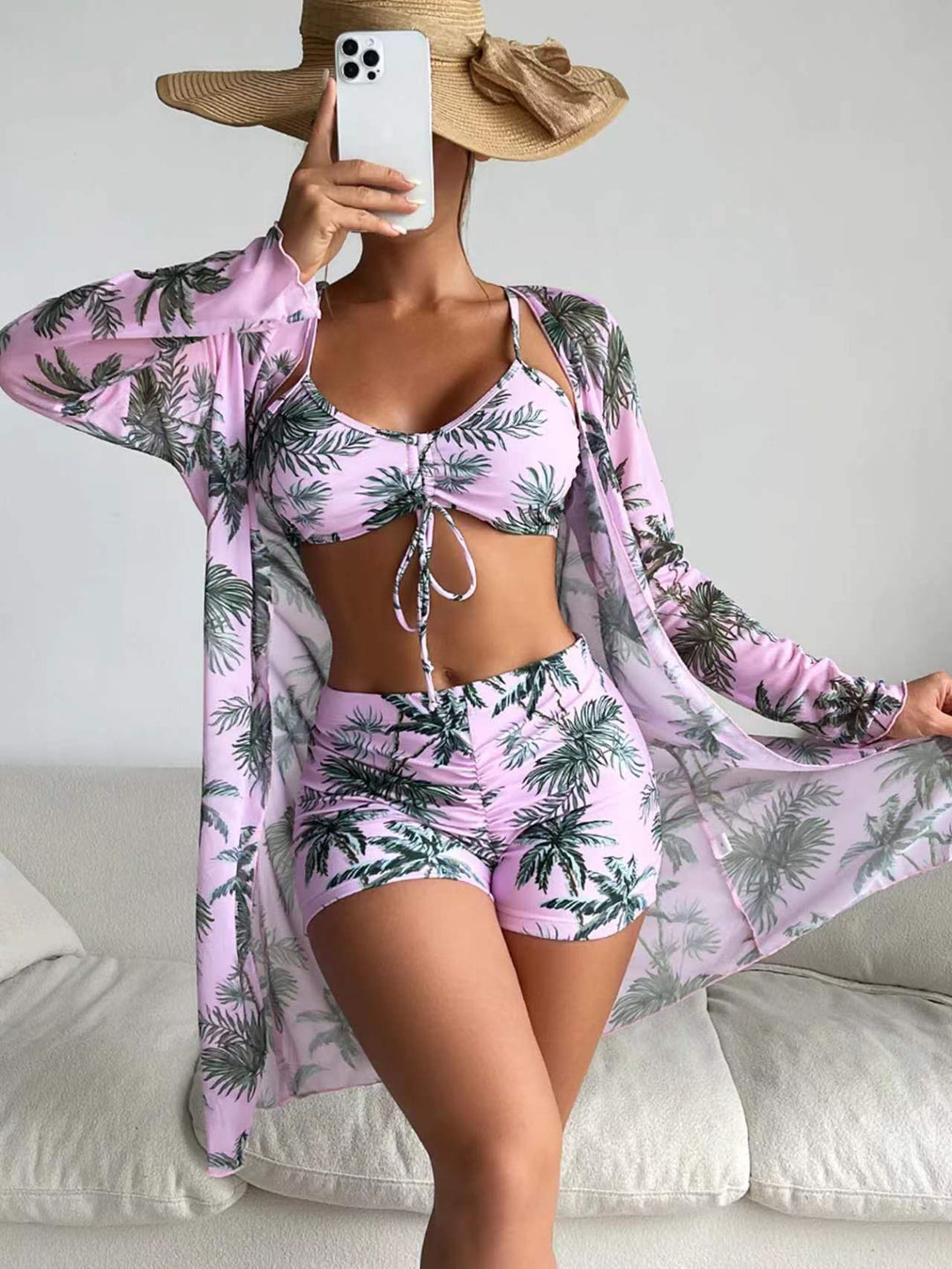 EB | Dreiteilige Bluse mit hoher Taille und langen Ärmeln mit Kordelzug