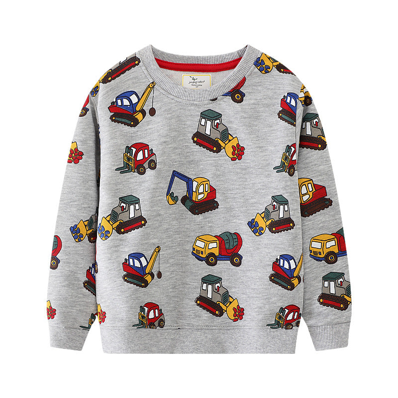 Jungen Sweatshirt mit kreativen Baustellenfahrzeug-Motiven EB