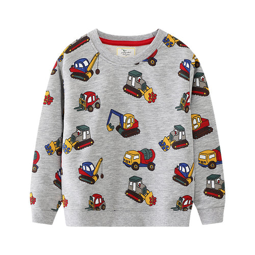 Jungen Sweatshirt mit kreativen Baustellenfahrzeug-Motiven EB