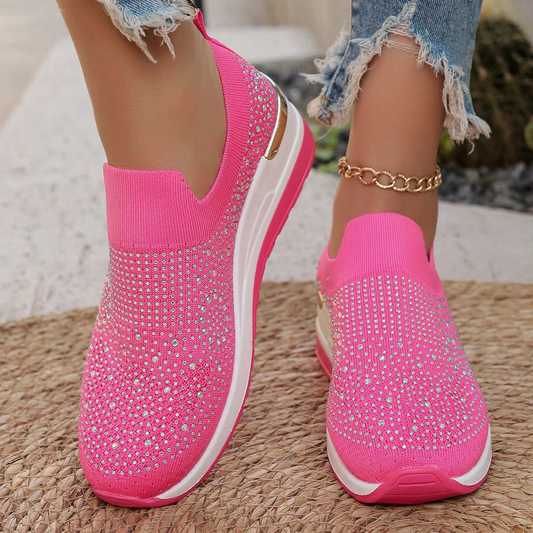 Damen Glitzernde Slip-On Sneakers mit atmungsaktivem Obermaterial und modischem Design EB