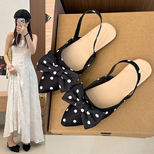 Damen Slingback-Clogs aus Check-Stoff mit eleganter Schleifenapplikation EB