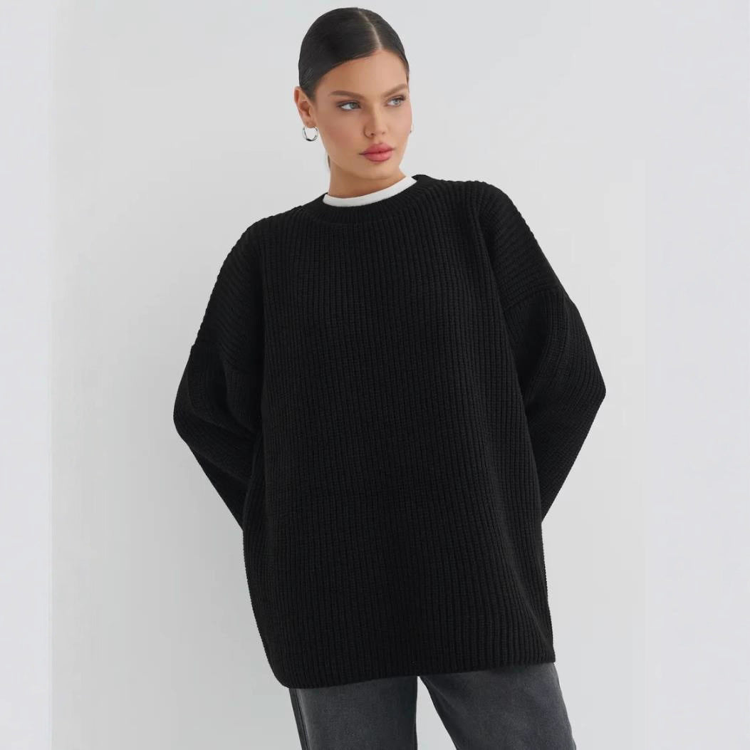 Damen Oversized Strickpullover mit strukturiertem Design und lässigem Schnitt EB