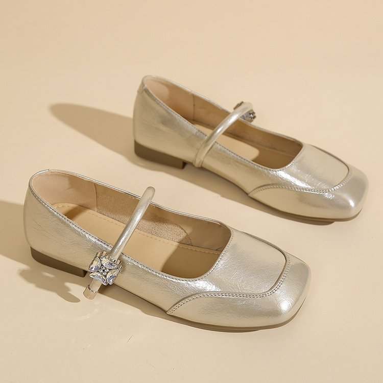Damen elegante Flachschuhe mit funkelndem Riemchen und glänzendem Obermaterial EB