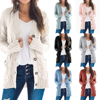 Damen Strickjacke mit Zopfmuster und praktischen Taschen EB