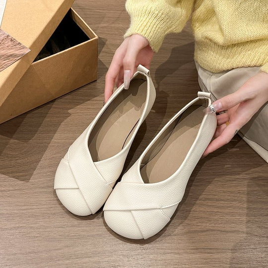 Damen Ballerinas mit hochwertiger Lederoberfläche und elegantem Querriemen EB