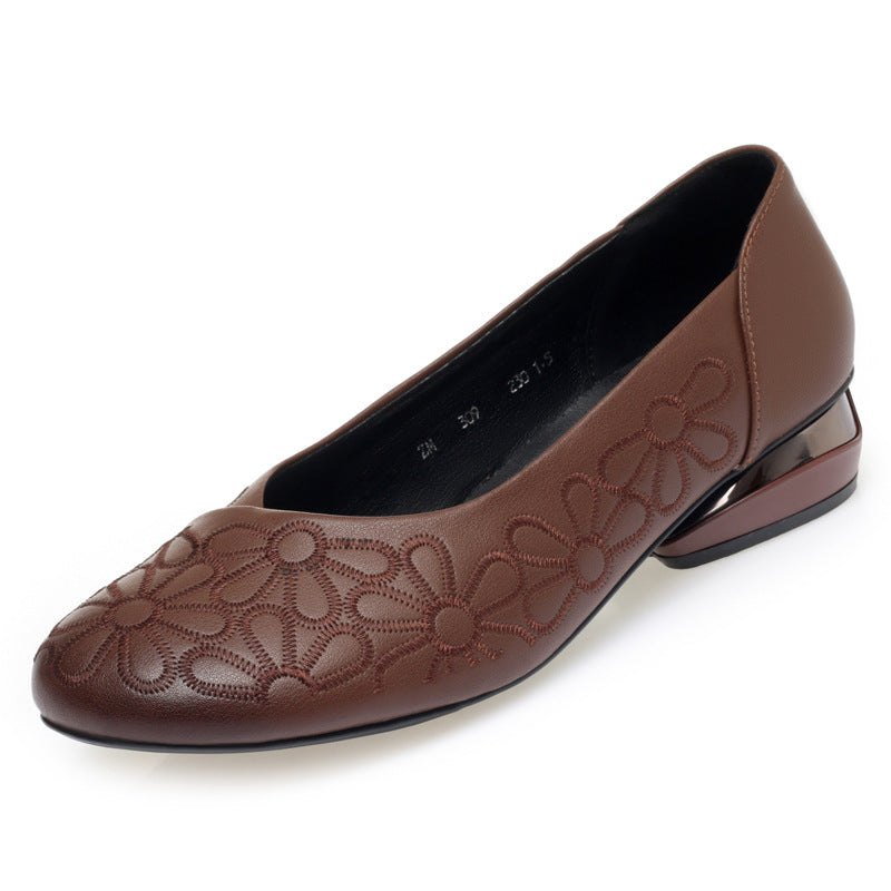 Damen Ballerinas mit floralem Design und elegantem Blockabsatz EB