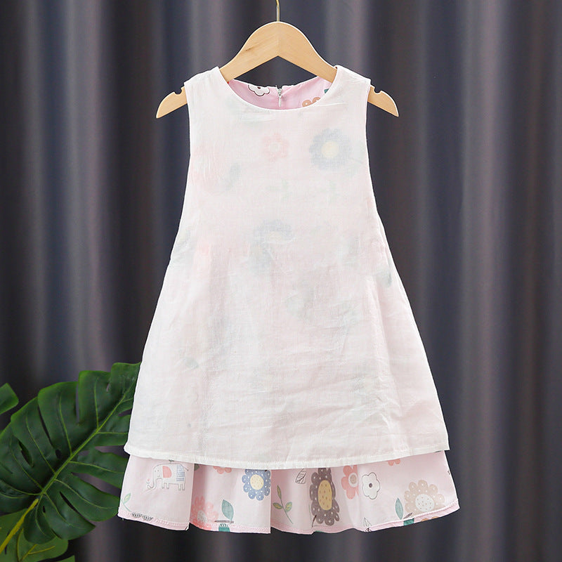 Mädchen Sommerkleid mit buntem Blumendruck EB