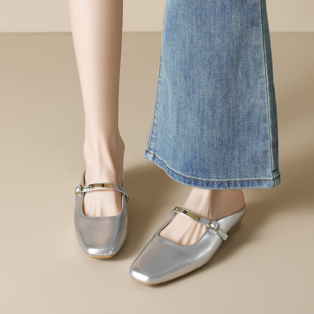 Damen Slingback Mules mit eleganter Schnallenakzent EB