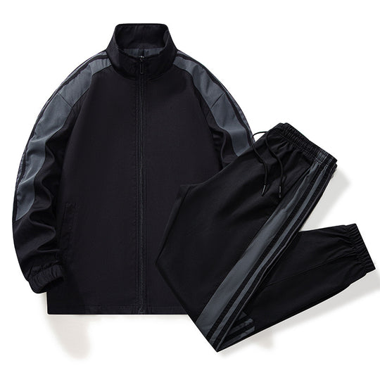 Herren klassisches Sport-Trainingsset mit Stehkragen, durchgehendem Reißverschluss und elastischer Tunnelzughose EB