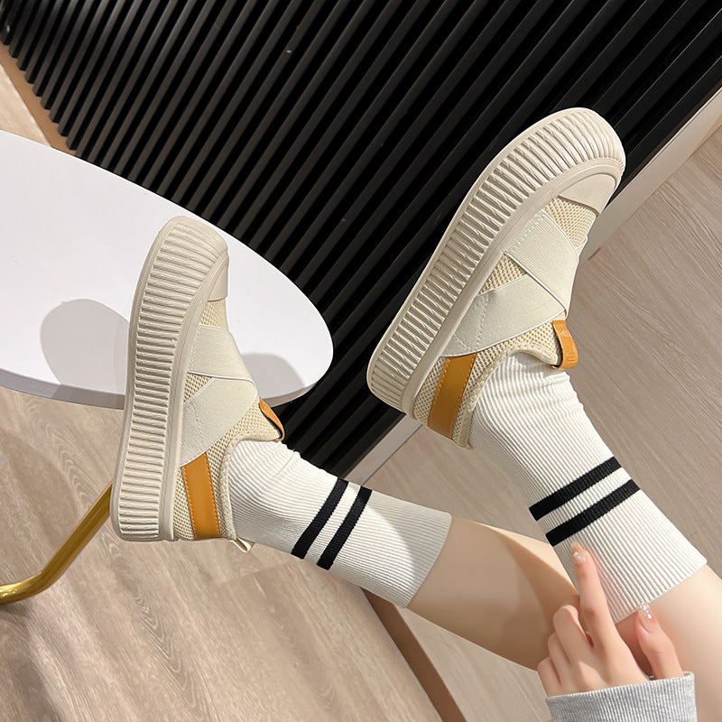 Damen Bequeme Slip-On Sneakers mit elastischem Riemen EB