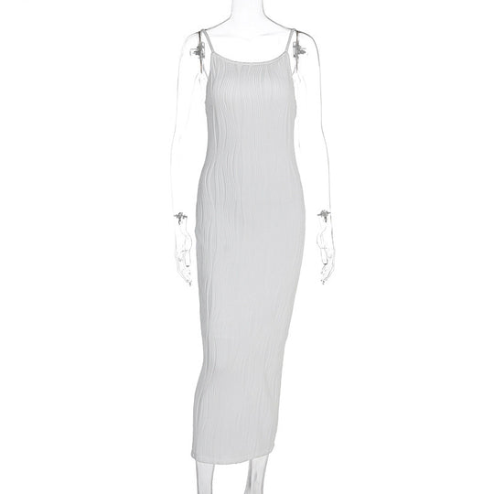 Damen Maxikleid im eleganten Wellenmuster mit Spaghettiträgern EB