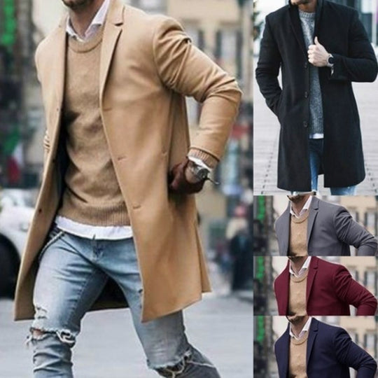 Herren eleganter Mantel mit hochwertigen Details EB