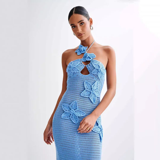 Damen Häkelkleid mit floralem Design EB