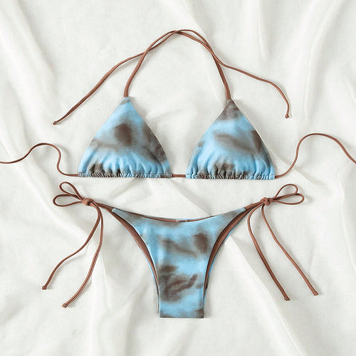 Damen Triangel-Bikini mit verstellbaren Trägern und einzigartigem Farbverlauf EB
