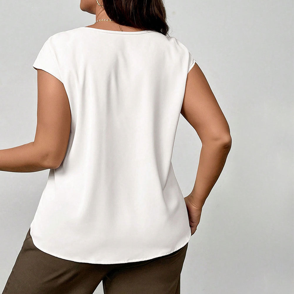 Damen elegantes Blusenoberteil mit raffinierter Faltenführung und weichem Material EB