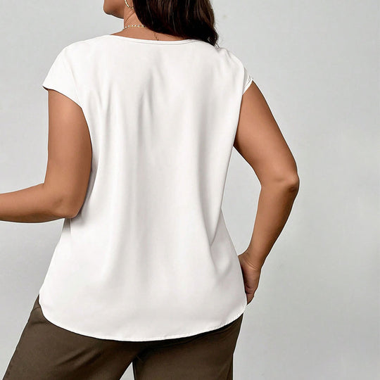 Damen elegantes Blusenoberteil mit raffinierter Faltenführung und weichem Material EB