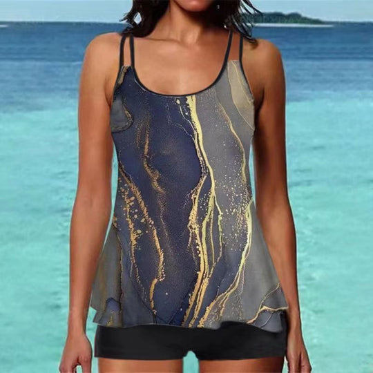 Damen Tankini-Oberteil mit floralem Design und Rückenriegel EB