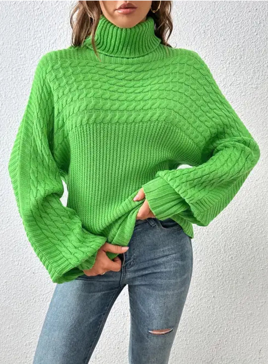 Damen Gemütlicher Rollkragenpullover mit strukturiertem Design EB