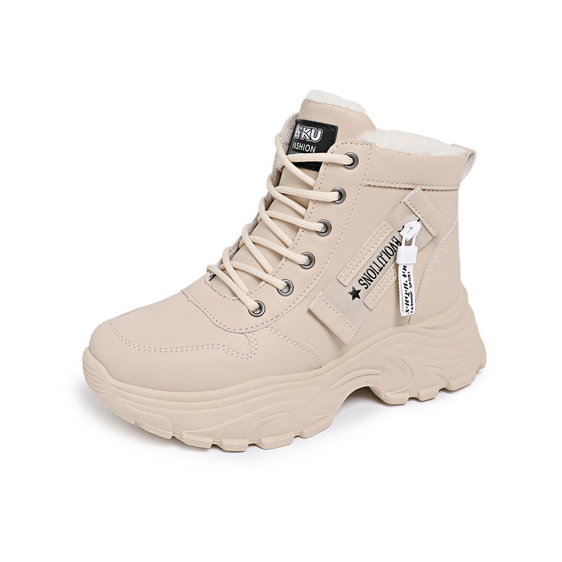 Damen modische High-Top Sneakers mit trendy Reißverschluss und komfortablem Innenfutter EB