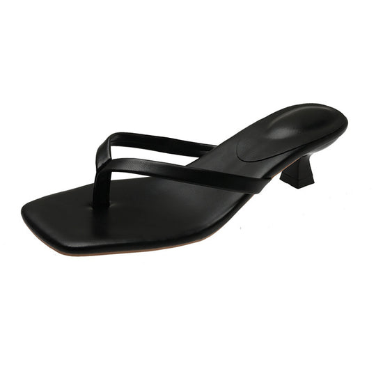 Damen Minimalistische Zehentrenner-Sandalen mit elegantem Absatz EB