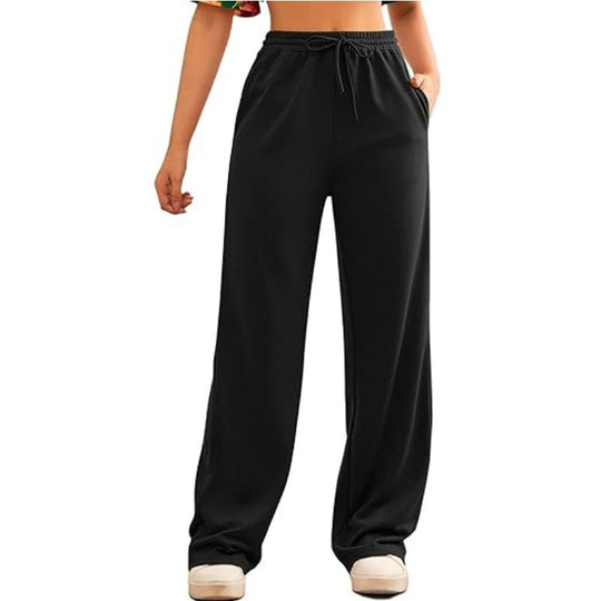 Damen nan fließende Relax-Palazzohose mit hohem Komfortbund, Kordelzug und seitlichen Einschubtaschen EB