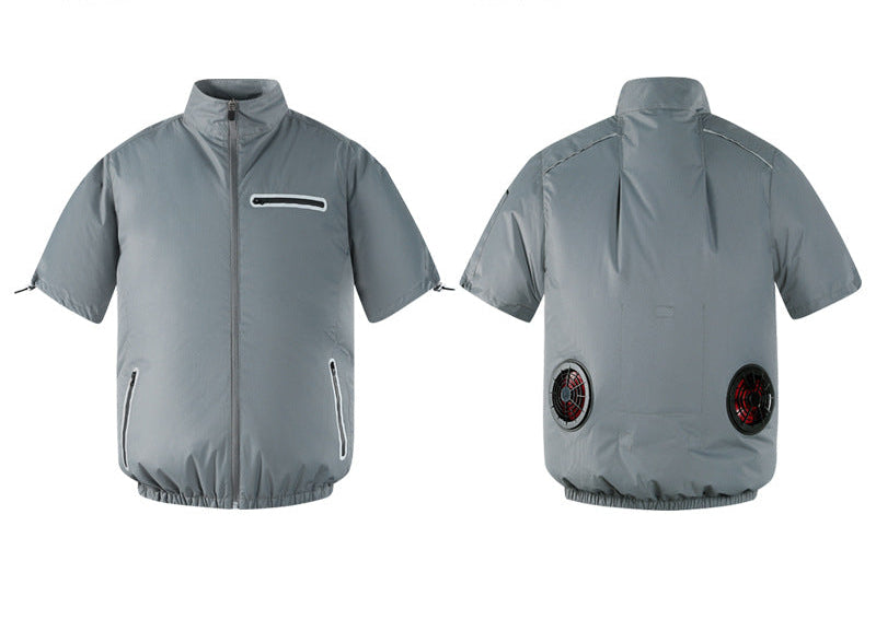 Unisex nan kurzärmlige Kühljacke mit rückseitigen Lüftern, Reißverschlusstaschen und elastischem Saum R&B