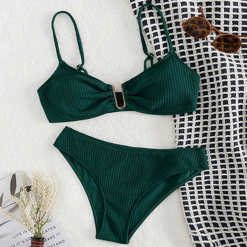 Damen 2-teiliges Bikini-Set mit elegantem Metall-Detail EB