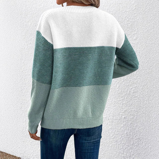 Damen Klassischer Pullover mit Streifenmuster EB
