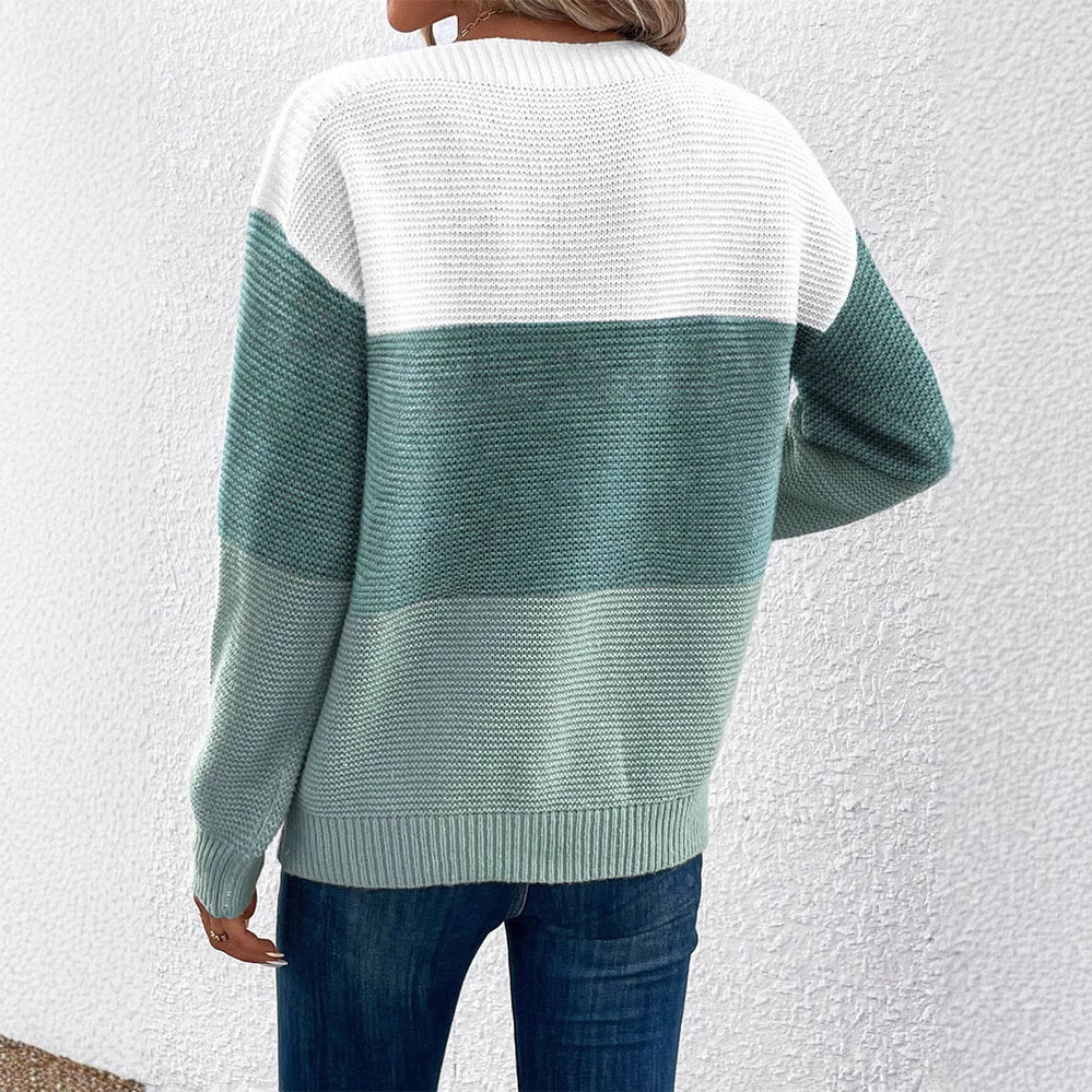 Damen Strickpullover mit moderner Farbblockgestaltung EB